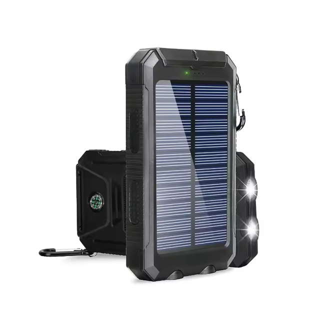Small Size 10000mAh Solar Powerbank Dual USB Solar Panel Charger Outdoor Waterproof Solar Power Bank