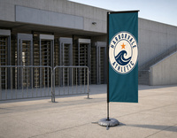 Ensemble de drapeaux personnalisés pour équipe de football de 3 mètres (comprend un mât et une base croisée) – Bannières publicitaires extérieures en gros