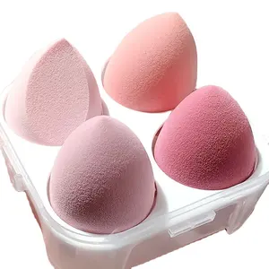 Vendita calda trucco spugna di bellezza uova 4 pz con scatola-lattice cosmetici zucca acqua gocce spugne