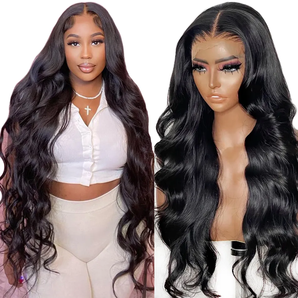 Cheap 30 32 Inch Pre-Plucked 13x6 HD Transparent Lace Front Wig Brazilian Virgin Hair Body Wave 360 Lace Front Human Hair Wigs