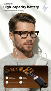 Lunettes Intelligentes IA avec Traduction ChatGPT, Appel ENC, Lecteur de Musique, Enregistrement Vidéo Haute Définition sans Fil BT, <span class=keywords><strong>Cam</strong></span>éra Pexie 1300W - Product Image 5