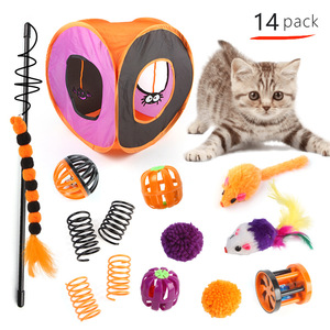 Set mainan kucing interaktif Halloween, berbagai mainan saluran persegi lipat terbuat dari Sisal - Product Image 6