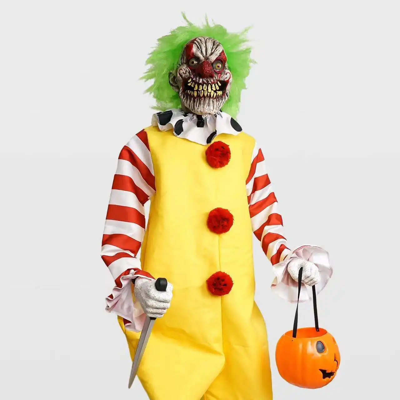 Halloween animatronic prop clown sensore di movimento grande decorativo animato horror all'aperto pauroso costume da clown