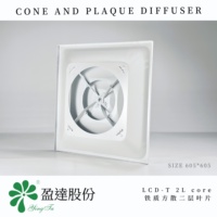 Diffuseur d'air de plafond carré LCD-T 2L à deux pales réglables, blanc, pour ventilation CVC