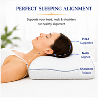Oreiller ergonomique ailé en mousse mémoire, housse lisse, soutien cervical, fourniture commerciale pour chambre/hôtel.