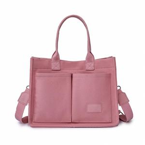 Women's Vintage Canvas Tote Shoulder Bag Wholesale Reusable Promotional Gift with Two Handles Open Closure Type and Pockets - Product Image 5