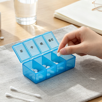 Boîtes à pilules portables à 4 compartiments, en plastique PET de qualité alimentaire, résistantes à l'humidité et aux chocs, pour le stockage de médicaments, de comprimés et de capsules