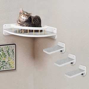 Hamaca ecológica para gatos, poste rascador colgante de pared, estructura de escalada de madera maciza, cama de sisal - Product Image 4