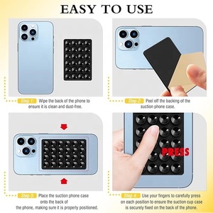Support de téléphone à ventouse en silicone, accessoires de téléphone adhésifs, fixation libre sur les miroirs et les surfaces planes, support de téléphone mains libres - Product Image 4