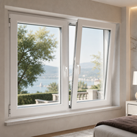 Ventana Abatible de PVC de Primera Calidad, Alto Rendimiento, Multicámara, Ahorro de Energía, Resistente a Huracanes, Insonorizada
