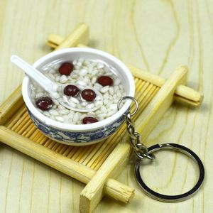 Porte-clés pendentif mini-bol de nouilles en porcelaine chinoise bleue et blanche, avec breloques alimentaires simulés, pour sangle de téléphone portable - Product Image 4