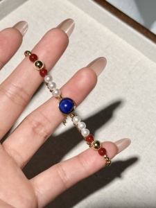 UM Jewelry 925 Sliver Sunset Coast <b>Bracelet</b> Wholesale Natural Freshwater Pearl and <b>Red</b> Agate For Unisex Daily Wear - Product Image 6