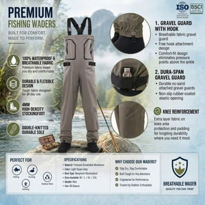 Cuissardes <span class=keywords><strong>de</strong></span> pêche respirantes et imperméables pour hommes avec bottes en néoprène, légères et résistantes, pour la pêche à la mouche et la chasse, pour adultes - Product Image 3
