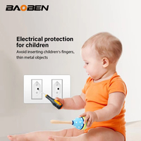Panel de Enchufes BAOBEN para PC, 118*72mm, Enchufe de Pared 10A 20A, Estándar Brasileño, Universal, Blanco, Gris, Negro, Dorado