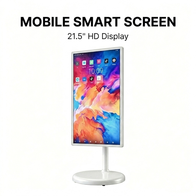 23.2 Inch LED White HDTV Mobile Smart Screen Portable TV Android Built-in Battery Rotating Touch Screen Monitor