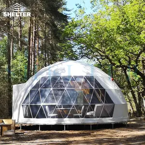 6M 8M Lều tuyết PVC khách sạn mái vòm Nhà lều nhà Kit glamping geodome cắm trại kính trắc địa Vòng Dome lều với phòng tắm