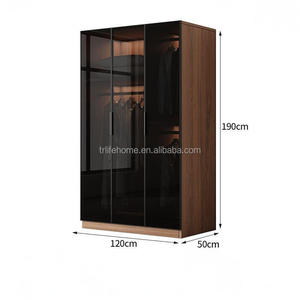 Custom Modern Modular Metal Glass Wardrobe With Built-In Lighting Easy Clean For New Residential Bedroom Furniture - Product Image 5
