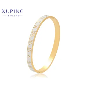 TTM Xuping Charm Jewelry White Roman Numeral Designer Bangles Stainless Steel 14K Gold Plated Fashion Bangle For Women