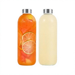Wholesale Refillable High Borosilicate Glass Water <b>Bottle</b> With Stainless Steel Lids for Milk <b>Smoothie</b> 750ml - Product Image 2