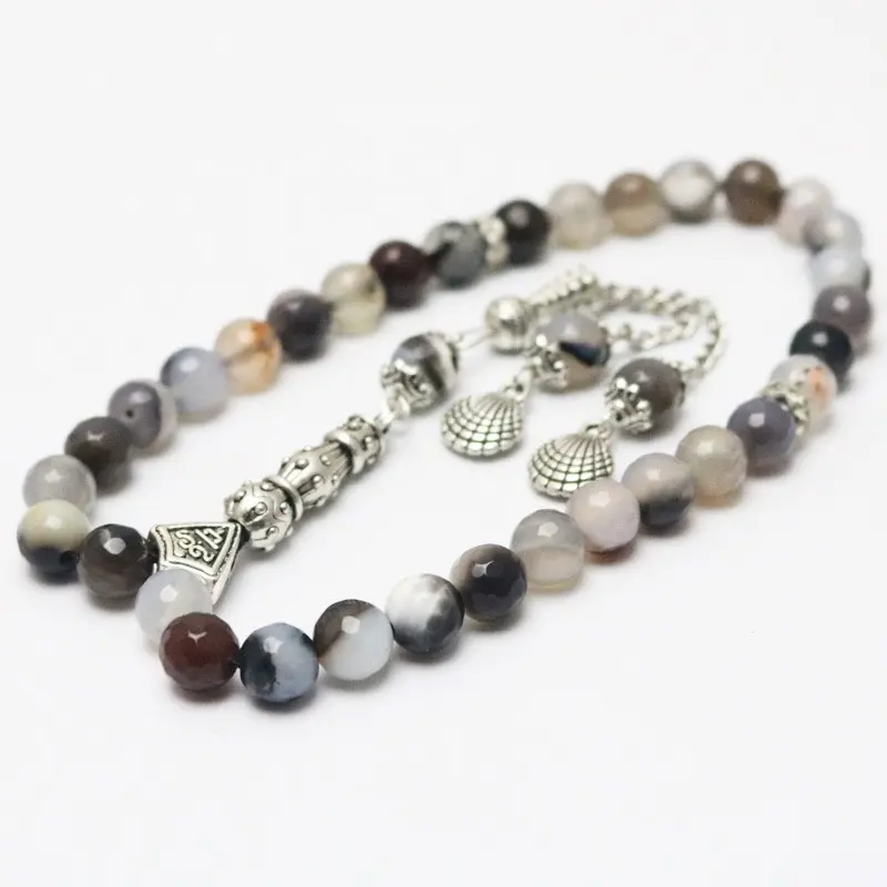 Bracelet de prière en alliage pour hommes et femmes, 33 perles noires et blanches, pampilles, vente en gros, printemps, 2020