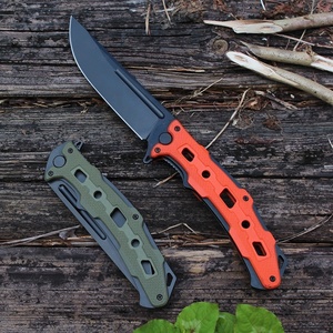 Navaja Plegable de Bolsillo para Defensa Personal, Herramienta EDC para Campamento al Aire Libre, Mango G10, Hoja con Recubrimiento Negro de Alta Dureza - Product Image 1