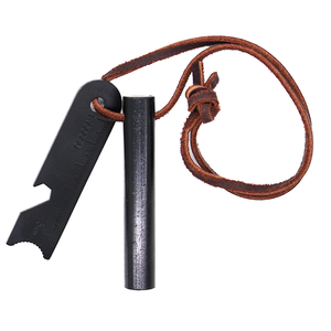 Ferrocerium Rod With Scraper Blade Metal <b>Fire</b> <b>Starter</b> Outdoor Survival Ignition Tool Brown Leather Lanyard Included - Product Image 1