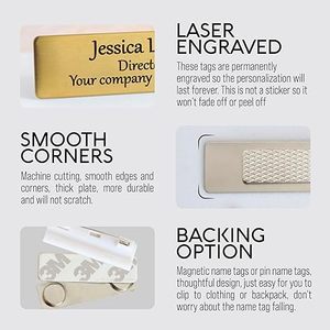 Tùy Chỉnh Tấm Thép Không Gỉ Trống Kim Loại Thăng Hoa Nam Châm Tên Nút Huy Hiệu Khắc Nhân Viên Từ Tên Huy Hiệu Chủ Sở Hữu - Product Image 4