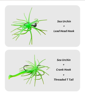 เห<span class=keywords><strong>ย</strong></span>ื่อปลอมรูปเม่นทะเลสีใหม่ ขนาด 110 มม./130 มม. ทำจาก TPE พร้อมหนวดหลา<span class=keywords><strong>ย</strong></span>ก้านแบบวิบวับ สำหรับตก<span class=keywords><strong>ปลา</strong></span>แบส - Product Image 3