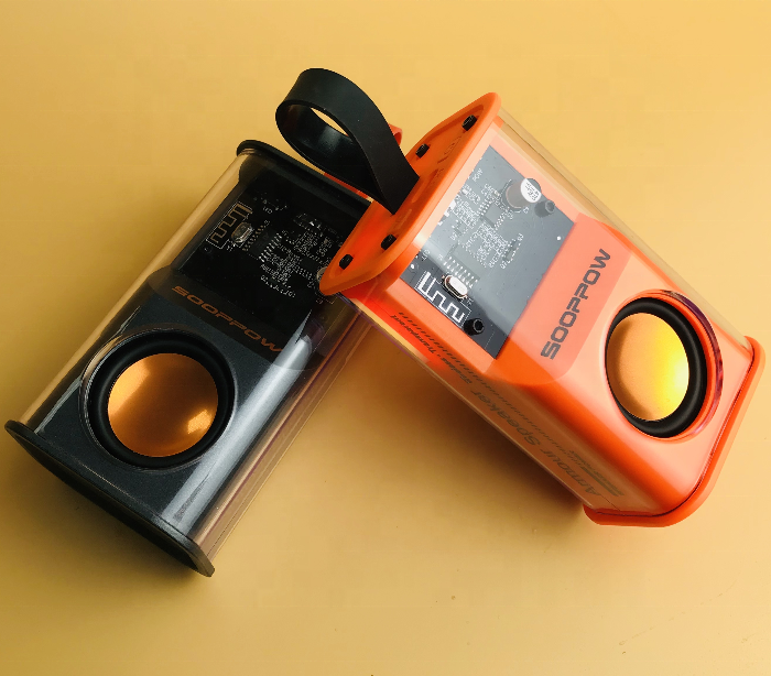 Прозрачная Беспроводная колонка Sooppow со светодиодной подсветкой, портативная компьютерная игровая Колонка RGB Armour Speaker Mecha Clear Flash Mini Armor Speaker