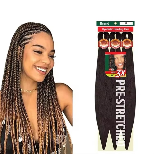 Free Sample 225G 52 Inch 3X EZ Braids Hair Wholesale Hot Setting Synthetic Yaki Braid Pre Stretched Wicks for African Braids