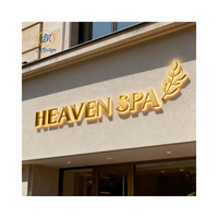 Panneau publicitaire décoratif étanche pour intérieur, bureau, hôtel, enseigne personnalisée avec logo, enseigne de magasin, enseigne de devanture de magasin, enseigne lumineuse LED 3D dorée pour extérieur
