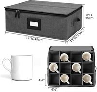Support à café moderne en tissu pliable et empilable pour 24 tasses avec couvercle à compartiments et poignées (gris foncé) pour usage domestique