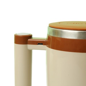Custom 380Ml Zelfroerende Koffiemok Naadloze Roestvrijstalen Magnetische Automatische Mengbeker Oplaadbaar Met Handvat - Product Image 5