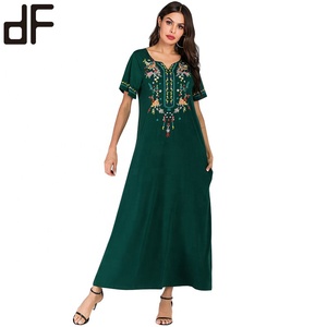 <strong>New</strong> <strong>Abaya</strong> Designs 2023 Fashion Luxury <strong>Abaya</strong> Embroidery Kaftan V Neck Cotton Green Ladies Muslim <strong>New</strong> Long Party Evening Dresses - Product Image 2