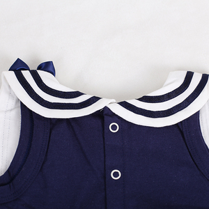 100% cotone di stile del blu marino del collare del marinaio senza maniche bambino di estate della ragazza <span class=keywords><strong>abiti</strong></span> per le ragazze - Product Image 5
