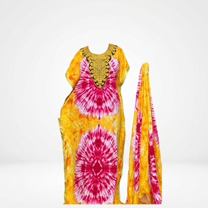 Kaftan islamique en dentelle artisanale, tie-dye, en rayonne respirante, robe longue pour femmes - Product Image 2