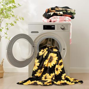 Couverture de camping double face en flanelle légère et douce pour femme, motif tournesol, 50x60 pouces, pour adulte et fille - Product Image 5