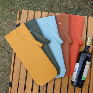 Elegante Bolsa de Vino de Cuero PU con Esquinas Plegables, Lista para Regalo, Portabotellas Individual Portátil para Amantes del Vino, Regalo para Campamentos al Aire Libre - Product Image 3