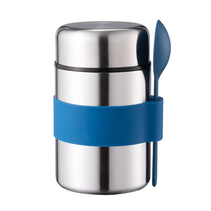 Stainless Steel Insulated Water Bottle Mini Vacuum Flask 300Ml Travel Use With Spoon Orange Band - Product Image 2