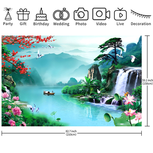 Papel Tapiz de Paisaje de Poliéster, Murales con Hermosas Escenas de Lagos, Flores y Cascadas, Fondo de Papel Tapiz para Decoración de Paredes <span class=keywords><strong>del</strong></span> Hogar - Product Image 6