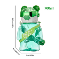 Gourde élégante pour enfants de 700 ml avec paille, motif ours de dessin animé, grande capacité, anti-chute, protection de l'environnement, avec cordon