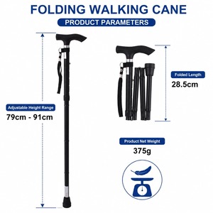 Bastone Pieghevole in Alluminio con Finitura Satinata, Impugnatura Ergonomica, Leggero, Regolabile, <span class=keywords><strong>Portatile</strong></span> per Anziani, Ausilio per Terapia Riabilitativa - Product Image 5