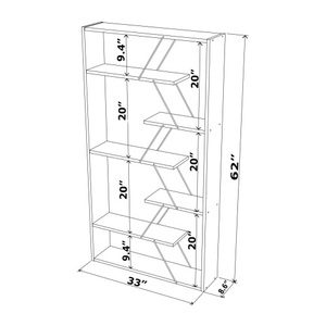 <b>Wood</b> <b>Bookshelf</b> With 5 Shelves Solid Structure Freestanding Vertical Rectangular Design With Back Storage Furniture - Product Image 5
