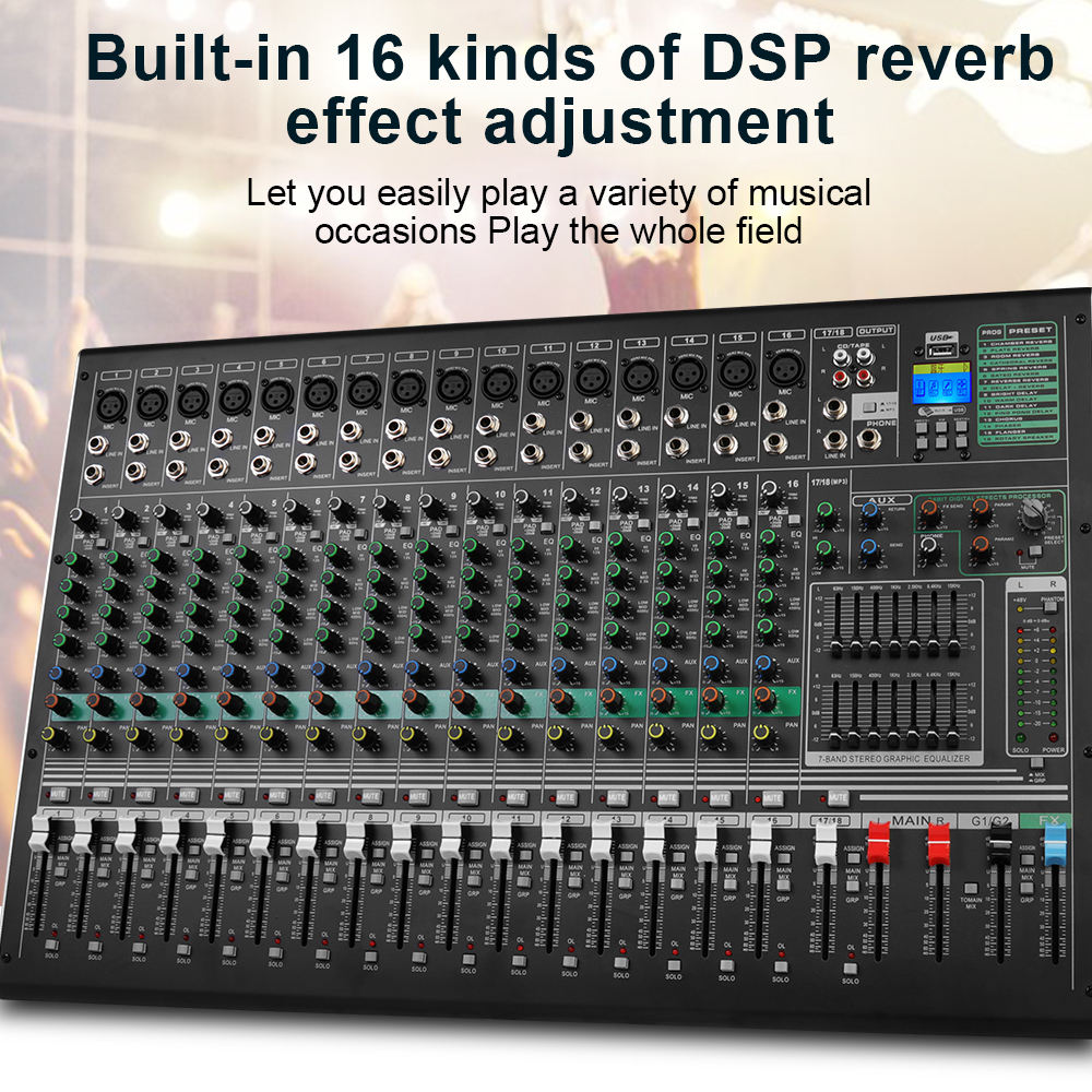 Mixer Audio Depesheng DX16 - 16 Canali, USB, Bluetooth, Per DJ E Studio - Foto 8