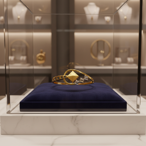 Elegante Brazalete de Diseño Chapado en Oro para Mujer con Patrón de Corazón y Detalles en Dos Tonos, Joyería de Moda con Estilo para Uso Diario - Product Image 2