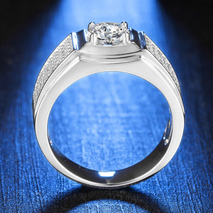 공장 가격 패션 약혼 반지 남자 반지 925 스털링 실버 moissanite 다이아몬드 반지 - Product Image 5