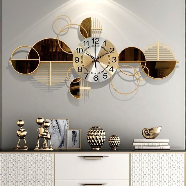 Light Luxury Wall Clock, Living Room Home Decoration Personality Creative Wrought Iron,Horloge Murale Decoration De La Maison