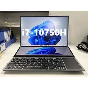 Laptop layar ganda 16 inci Core i7 10750H, komputer Notebook portabel PC layar sentuh 512GB + 1TB