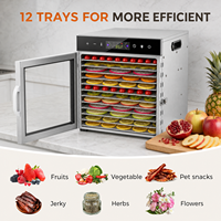 Elektrische verstelbare voedseldehydrator voor vlees, rundvlees, citroen, groenten, fruit, huishoudelijk gebruik, 12 trays