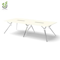 Table de conférence rectangulaire moderne blanche IULTRA de 8 pieds pour 6 à 8 personnes, en MDF, extensible, pour hôtels et écoles